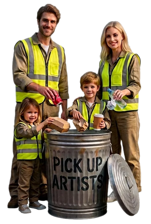 The Pickup Artists crew with their trash can